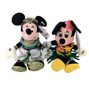 Minnie Mouse Hawaii Hula & Globe Trotting Egyptian Mini Bean Bag Plush Lot NWT